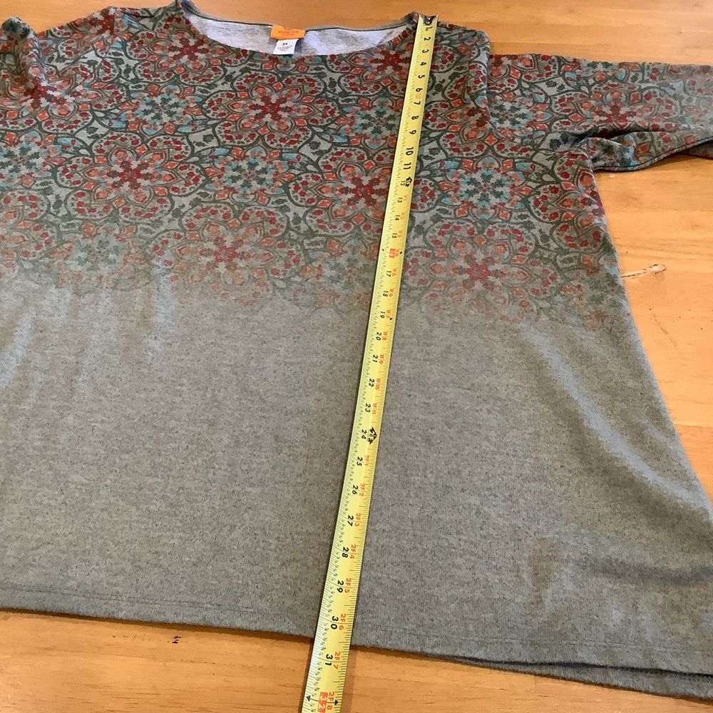 Ruby Rd Tunic Top Pullover Green Orange Floral Si… - image 6